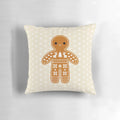 Cozy gingerbread cookie-inspired Christmas pillow with a retro, cottagecore design