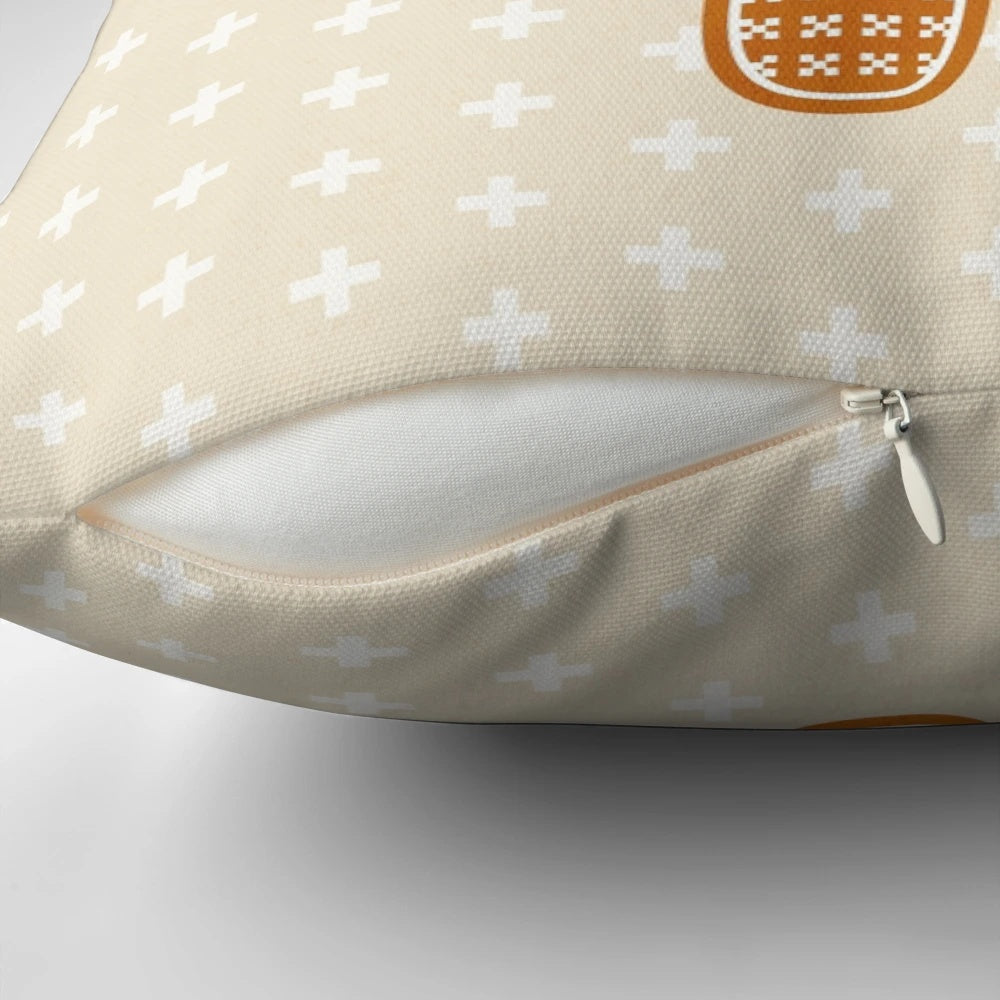 Cozy gingerbread cookie-inspired Christmas pillow with a retro, cottagecore design