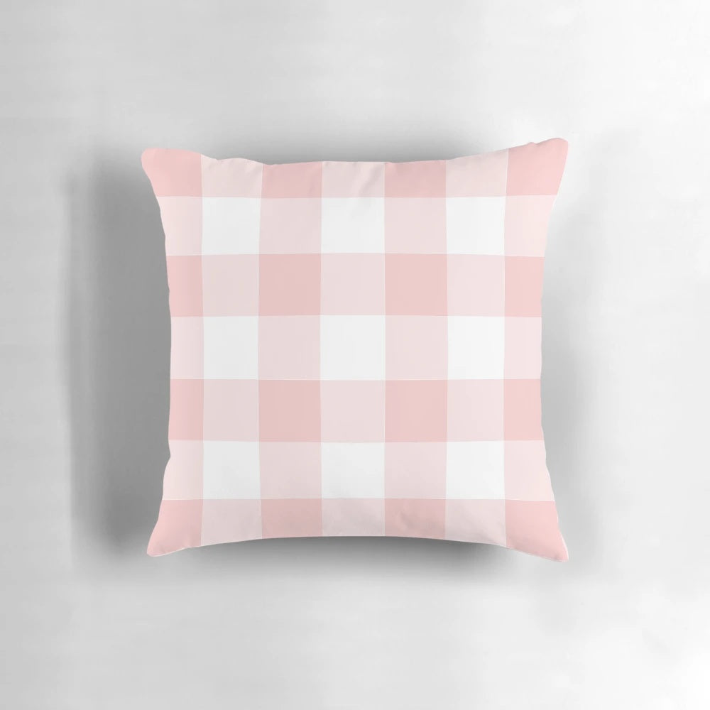 Gingham rose pattern decorative pillow