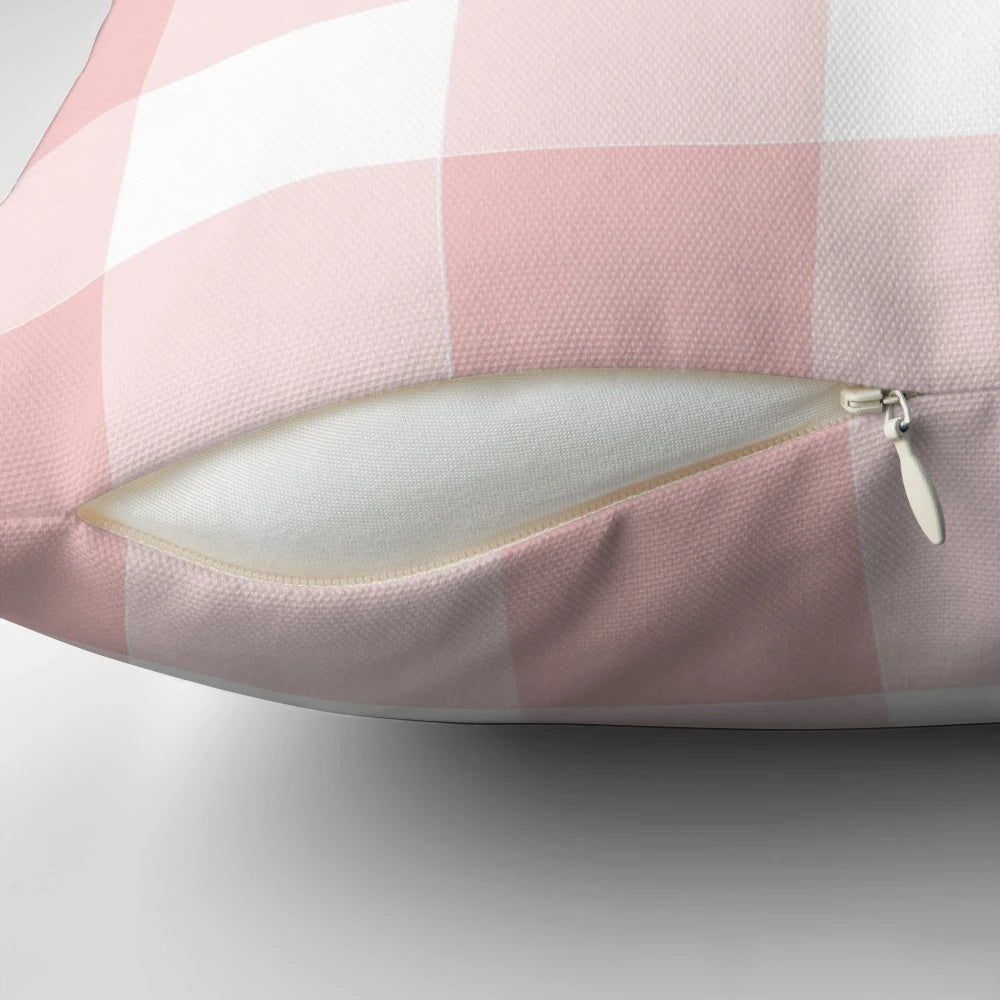 Gingham rose pattern decorative pillow