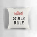 Colorful abstract wall art with "Girls Rule" text, perfect for a modern nursery or kids' room.