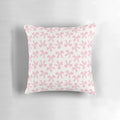 Cute pink bow decorative pillow with coquette aesthetic and hearts