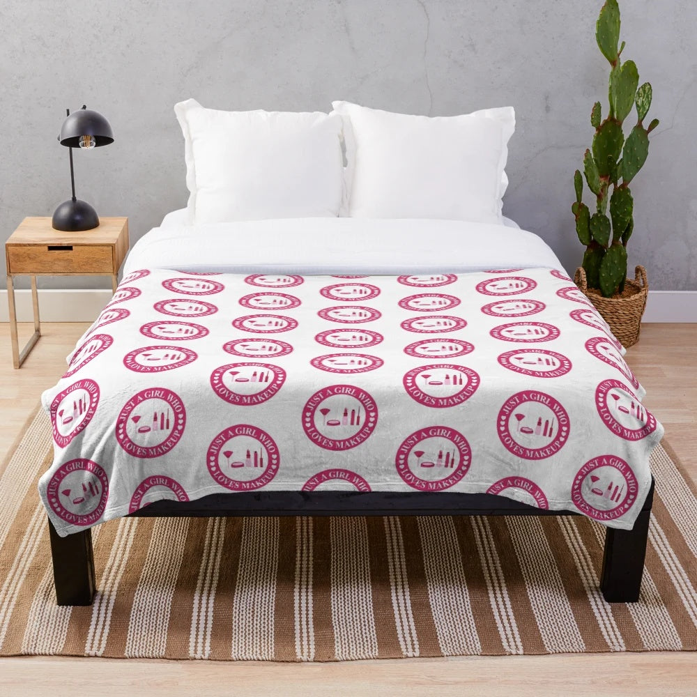 Cozy pink plush blanket for makeup lovers