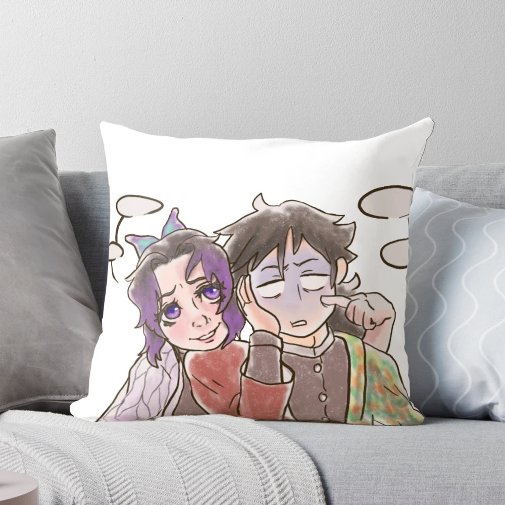 Giyuu and Shinobu Pastel Pillow - Soft and Cuddly Demon Slayer Inspired Anime Merchandise