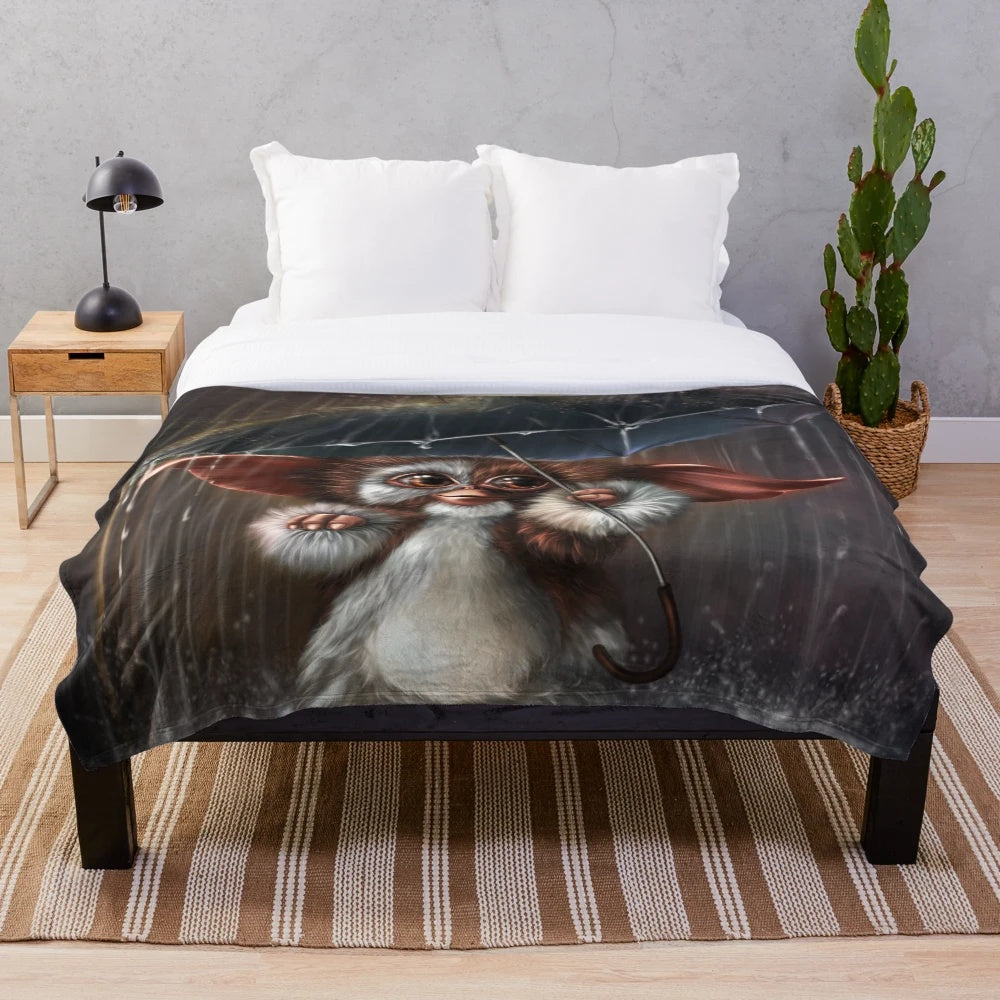 Gizmo plush blanket, featuring the iconic character from the 1980s film Gremlins