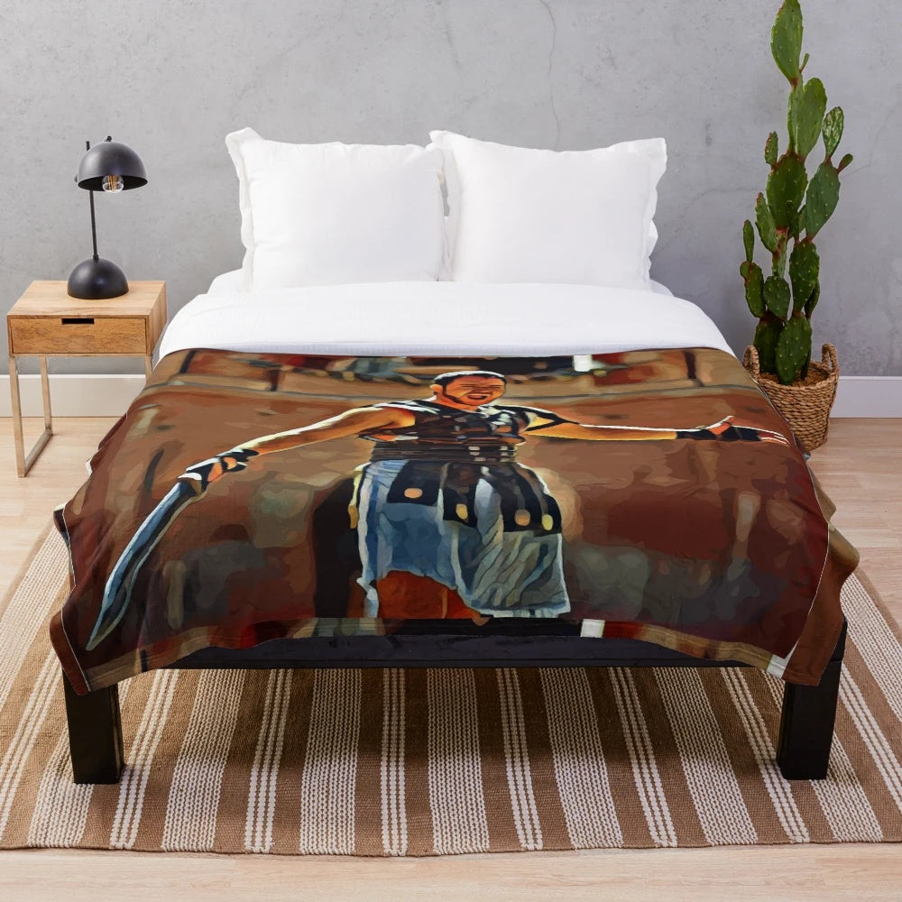 Gladiator movie inspired plush blanket featuring Russell Crowe
