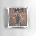 Gladiator movie-themed pillow featuring Russell Crowe's iconic character