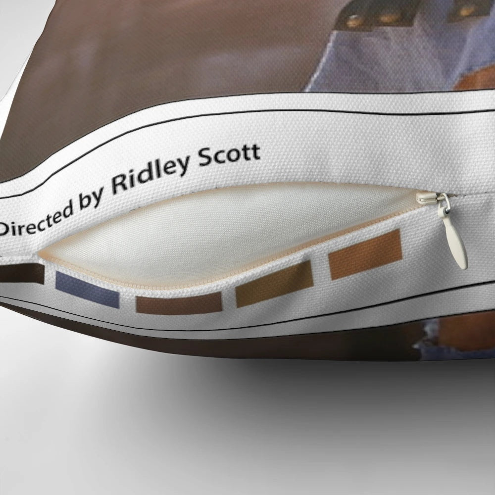 Gladiator movie-themed pillow featuring Russell Crowe's iconic character