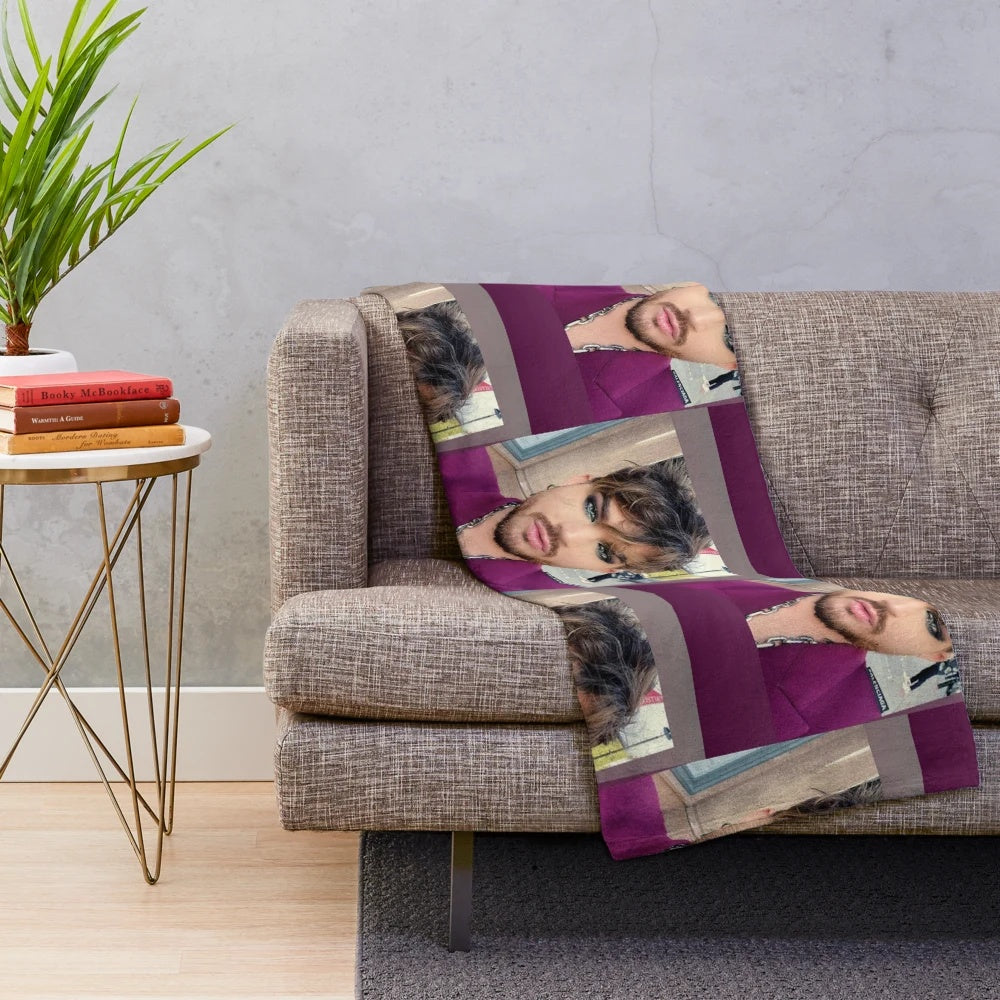 Adam Lambert inspired plush blanket with glam rock design