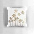 Glamorous gold tropical palm trees printed on a white decorative throw pillow