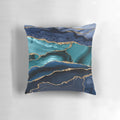 Glamour Ocean Blue Faux Marble Pillow with Minimalist, Trendy Geode Design