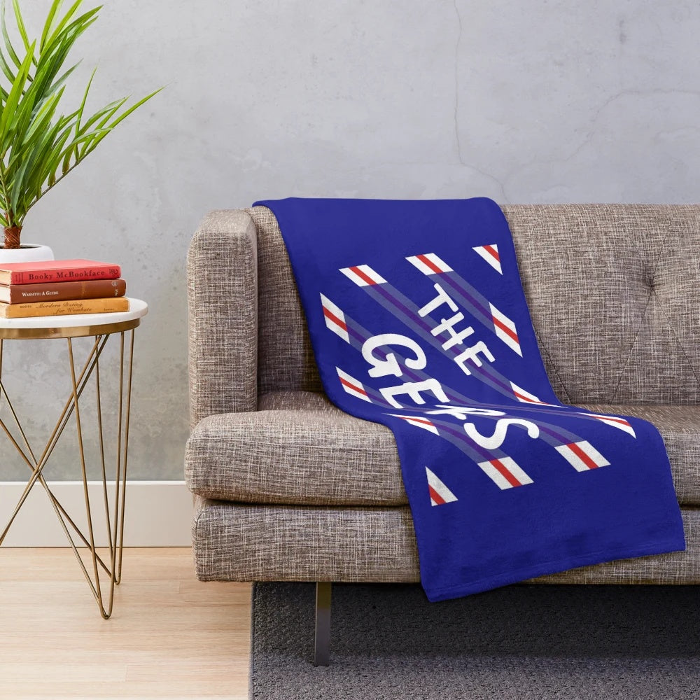 Glasgow Rangers inspired plush blanket with team colors and crest
