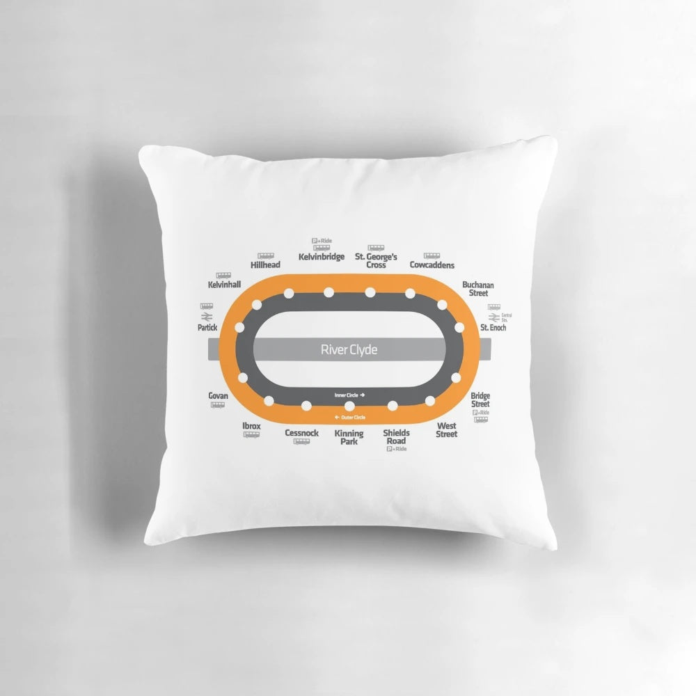 Glasgow Scotland tube subway metro map decorative throw pillow