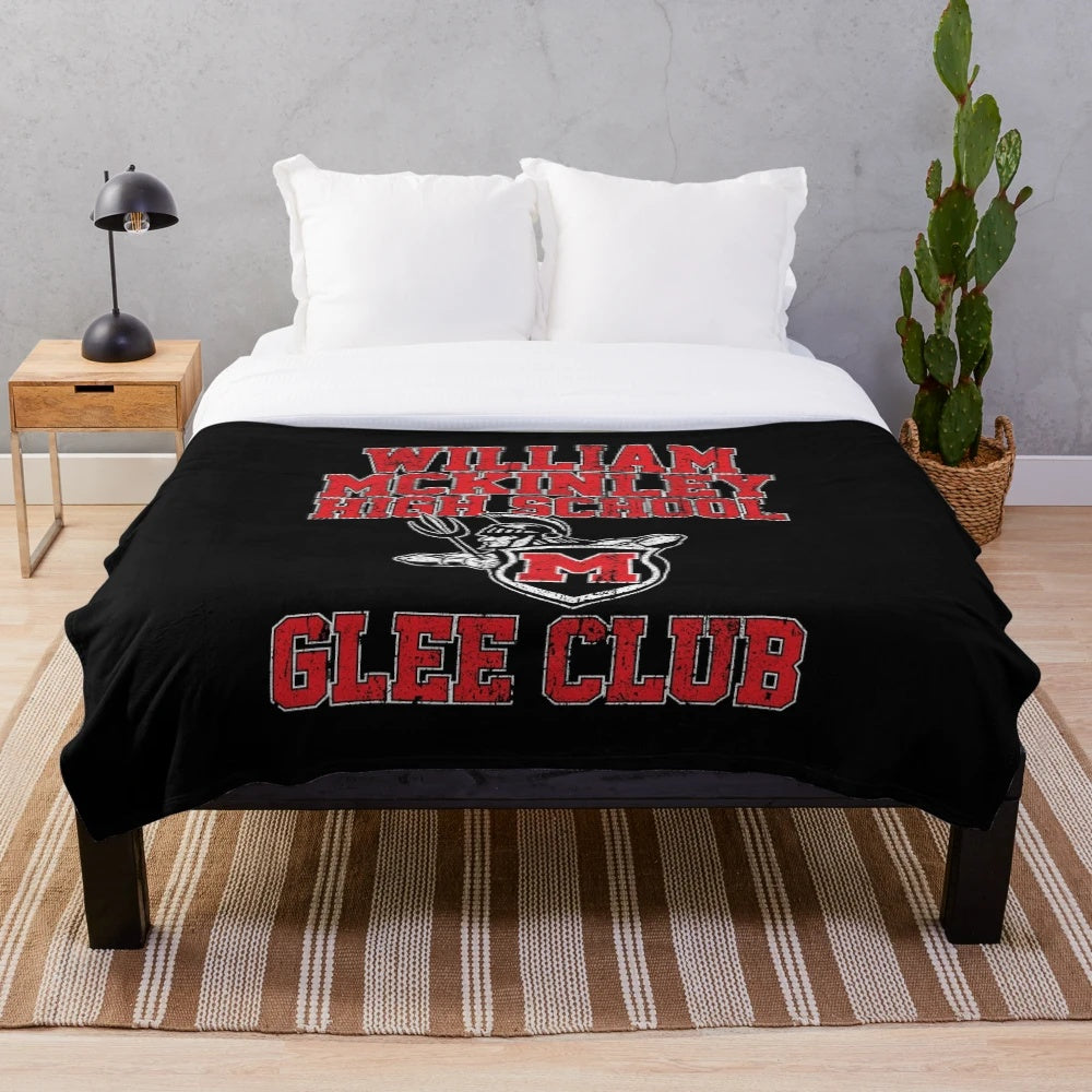 Glee-inspired plush blanket featuring characters from the popular TV show