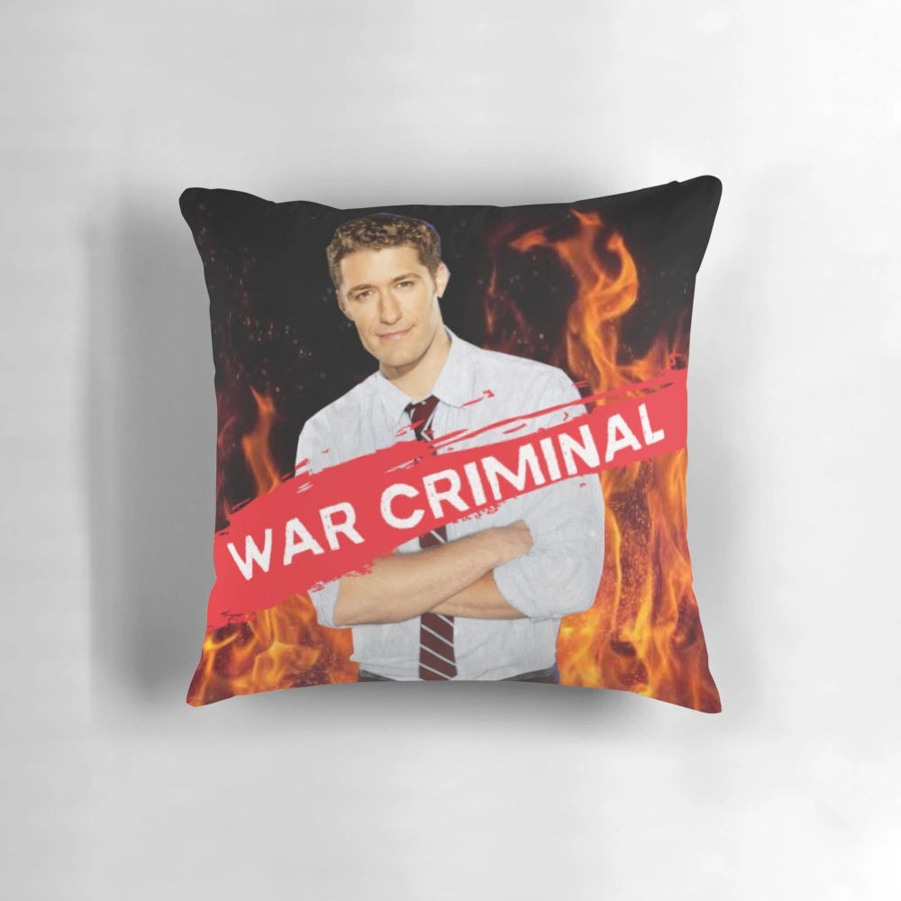 Glee-themed Will Schuester inspired pillow with war criminal design