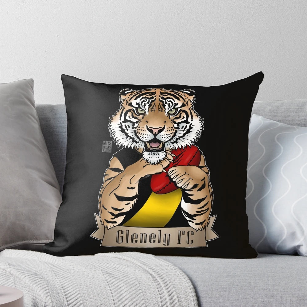 Glenelg FC Footy Team Sports Pillow with Tiger Design