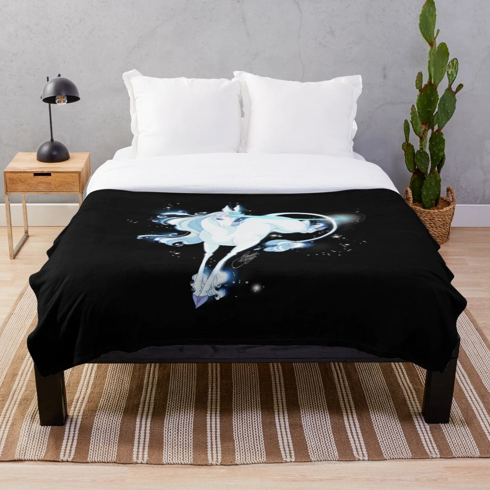 Glimmer Unicorn Plush Blanket featuring a design inspired by the fantasy classic The Last Unicorn