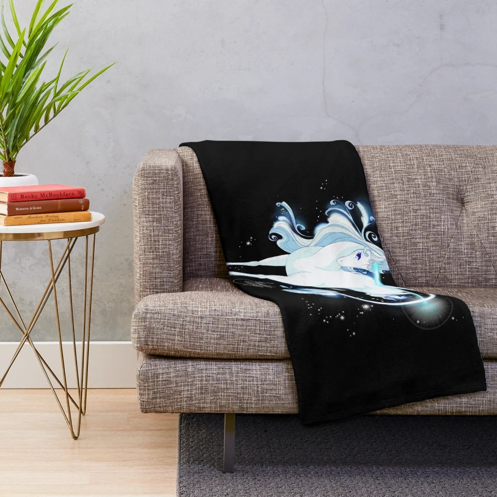 Glimmer Unicorn Plush Blanket featuring a design inspired by the fantasy classic The Last Unicorn