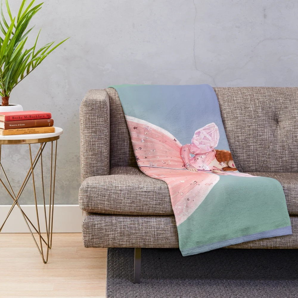 Glinda The Good Witch digital painting full body portrait with background on a plush blanket
