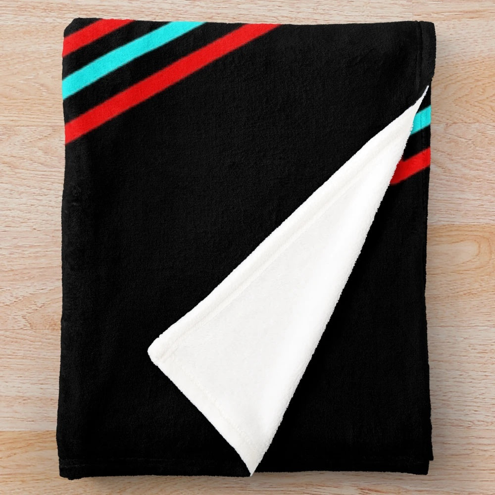 Glitching penguin plush blanket with a surreal, trippy design
