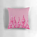 Vibrant pink pillow with glittering flames, perfect for a Y2K-inspired, retro aesthetic