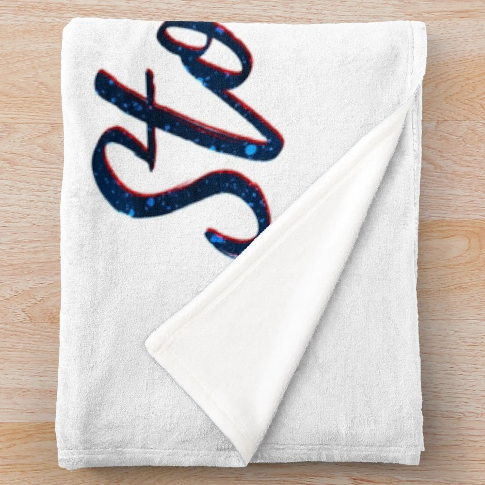 Glittering plush blanket with Stony Brook University design and Wolfie the Seawolf mascot