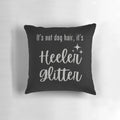 A vibrant blue and red glittery throw pillow featuring the pattern of an Australian Cattle Dog or "Heeler".