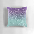 A vibrant and glittery mermaid-inspired pillow in shades of purple and teal, capturing the beauty of the ocean.