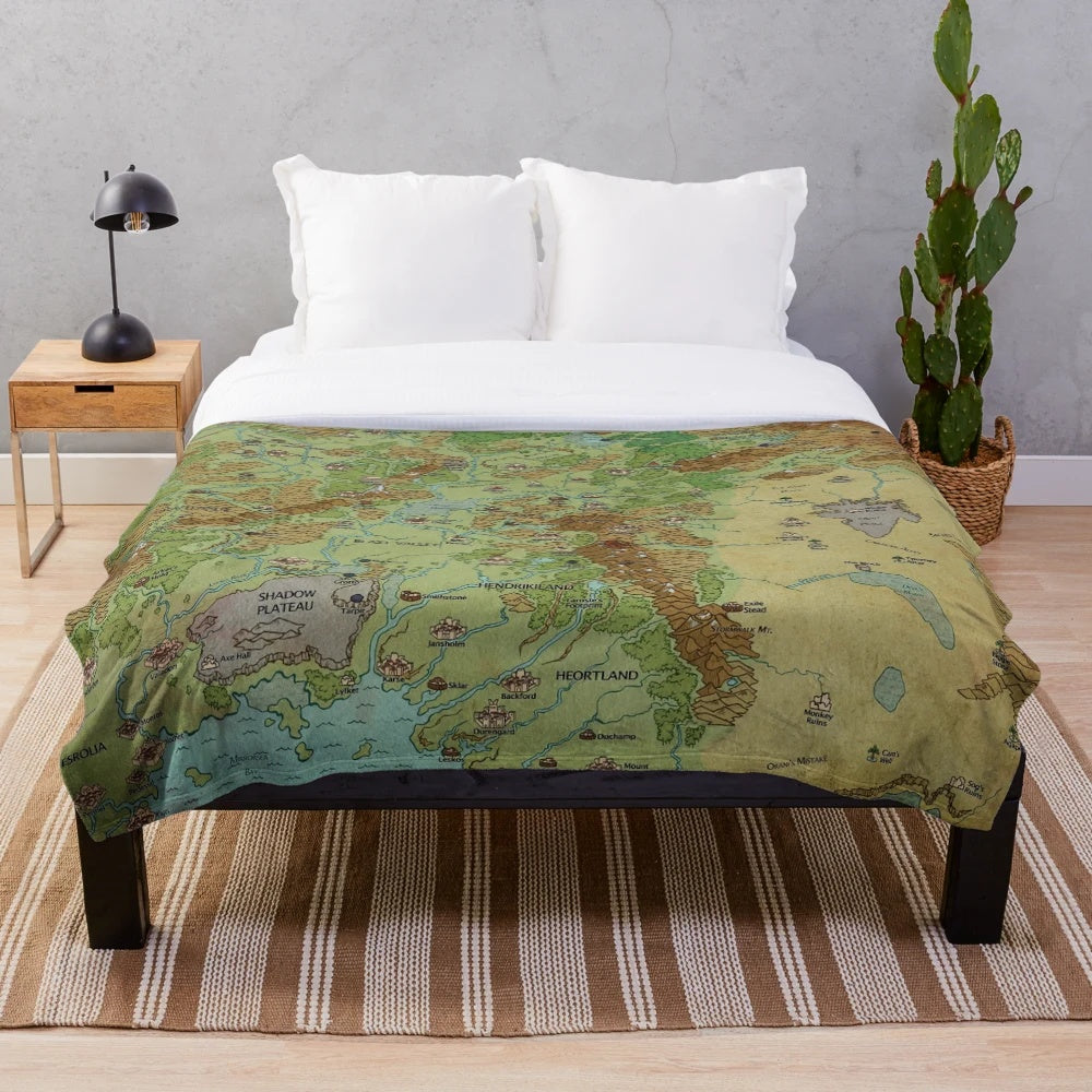 Glorantha-inspired Dragon Pass and Prax Map Plush Blanket