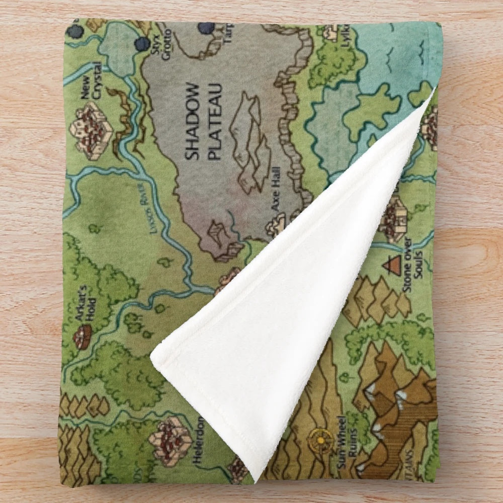 Glorantha-inspired Dragon Pass and Prax Map Plush Blanket