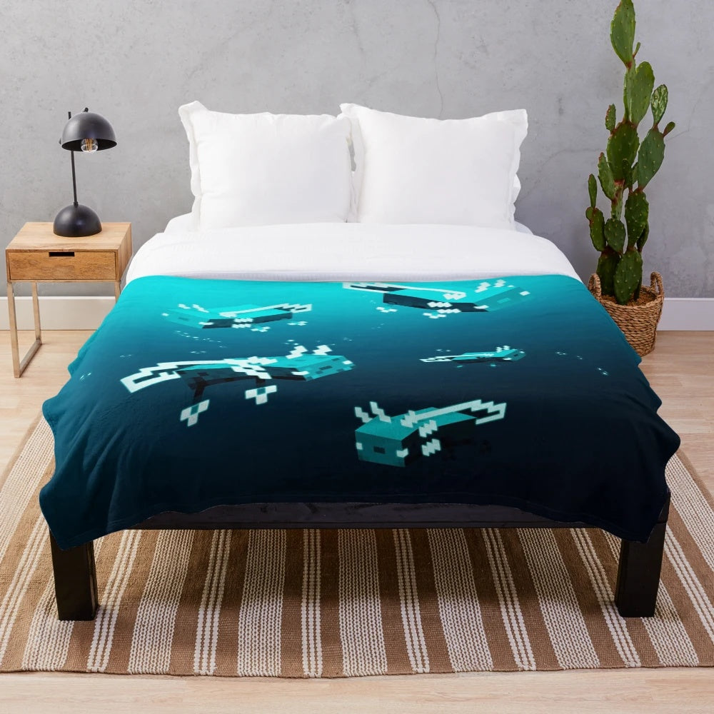 Glowing Axolotl Plush Blanket