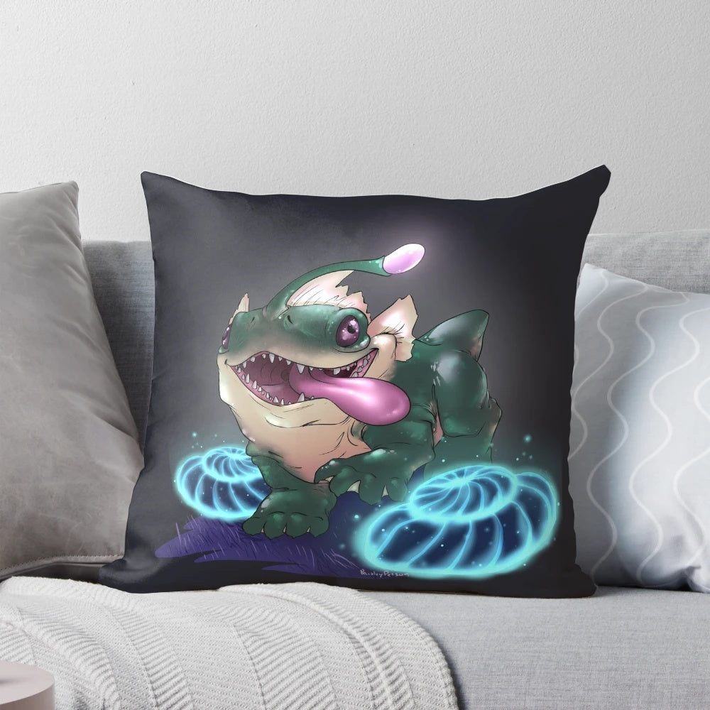 Pillow featuring a bioluminescent mushroom-inspired design inspired by the Ark Survival Evolved Aberration DLC