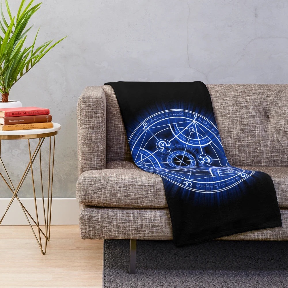 Glowing human transmutation circle plush blanket