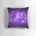 A stylish purple pillow with glowing music notes and a treble clef design, perfect for music enthusiasts.