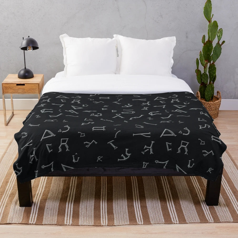 Glyphs plush blanket with sci-fi inspired design