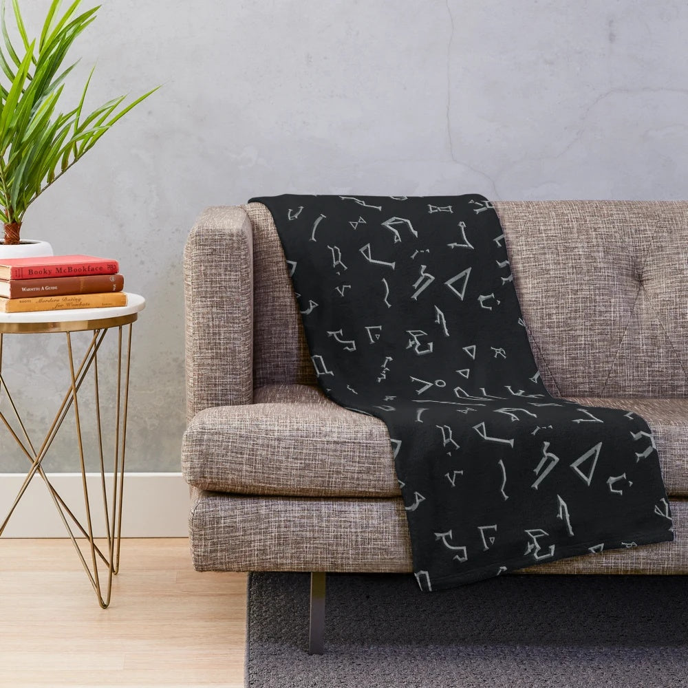 Glyphs plush blanket with sci-fi inspired design