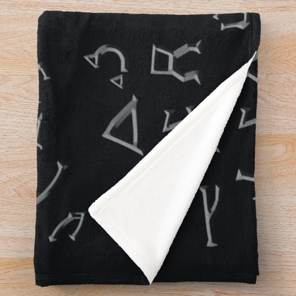 Glyphs plush blanket with sci-fi inspired design
