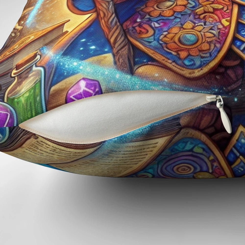 Gnome wizard pillow with magical design for Dungeons and Dragons fans