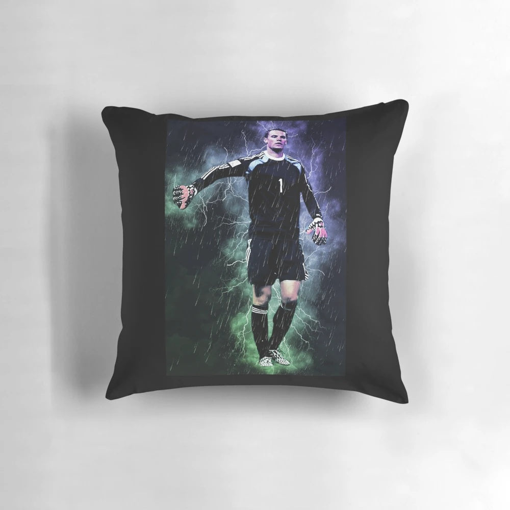 Stylish pillow featuring the renowned German soccer goalkeeper Manuel Neuer