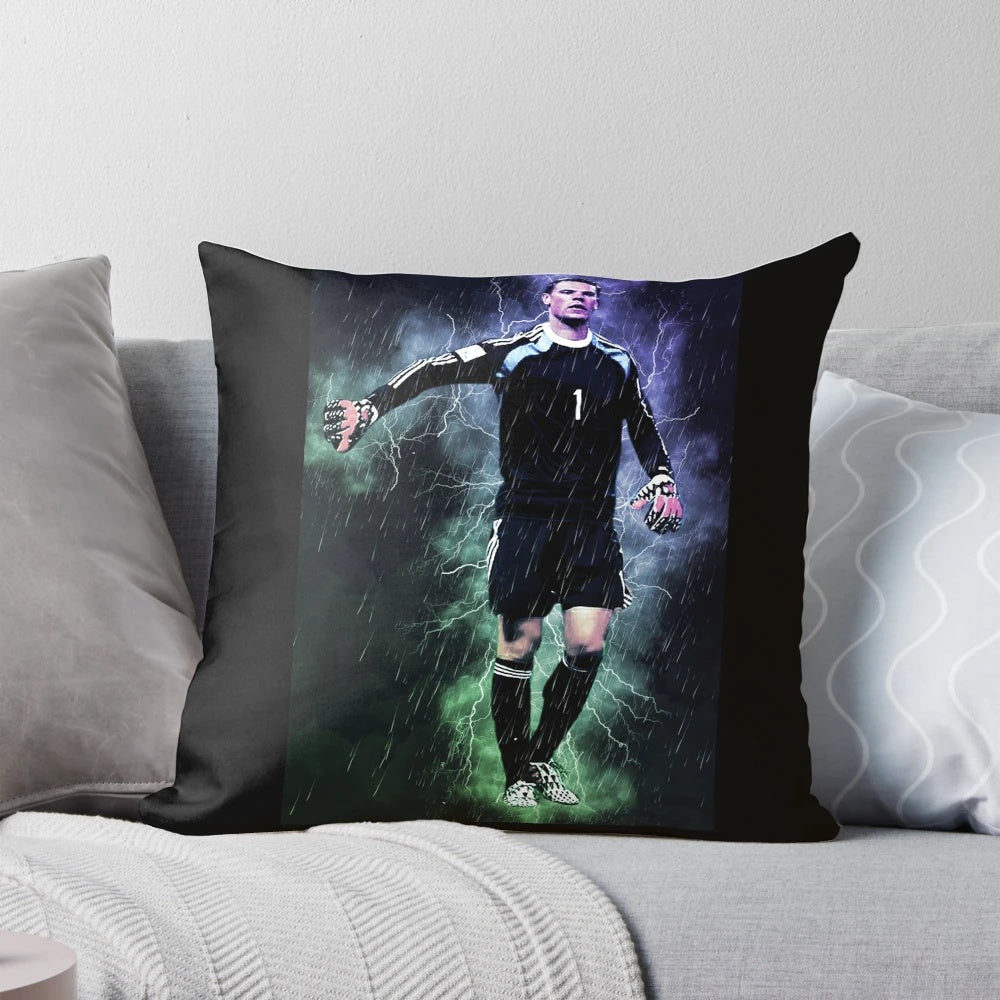 Stylish pillow featuring the renowned German soccer goalkeeper Manuel Neuer