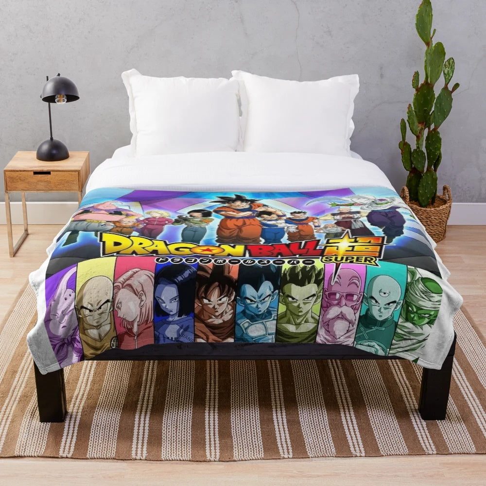 Goku and Friends themed plush anime blanket