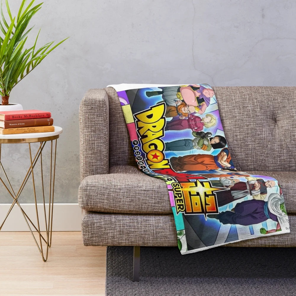 Goku and Friends themed plush anime blanket