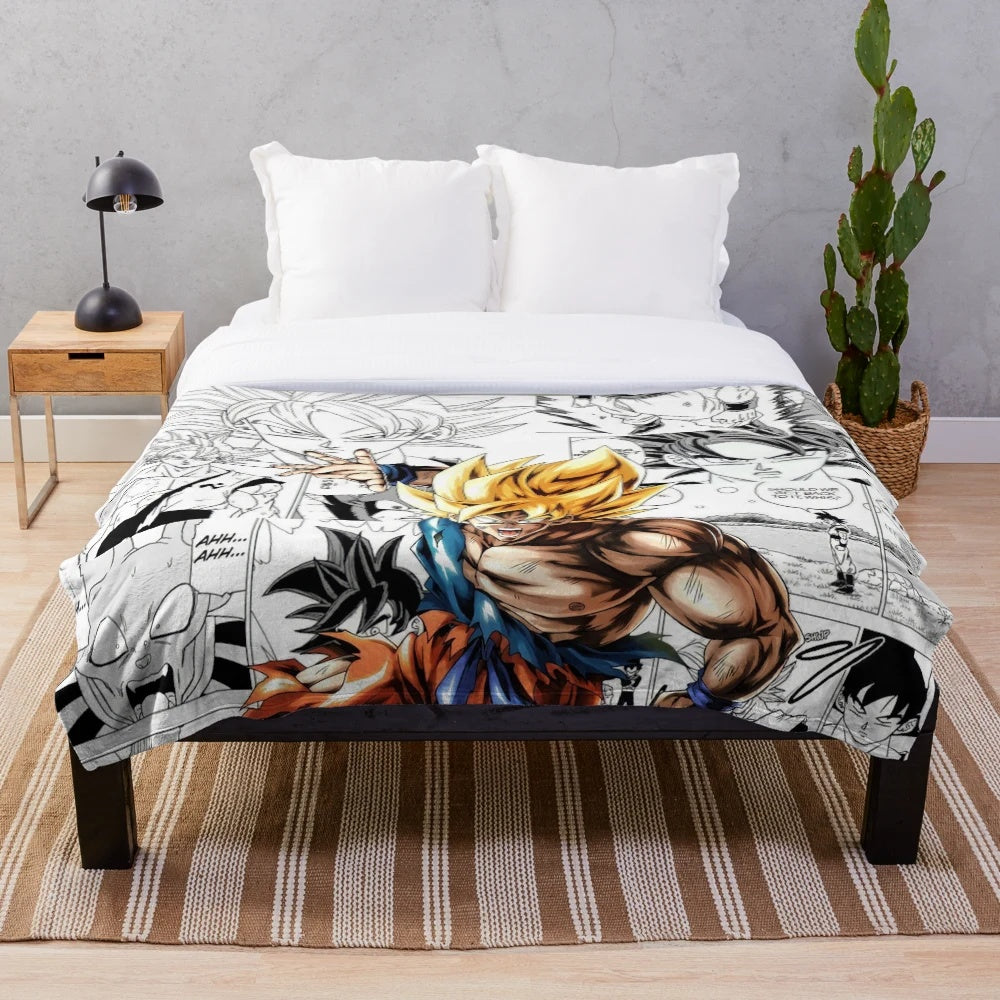 Goku plush blanket with Dragonball Z characters