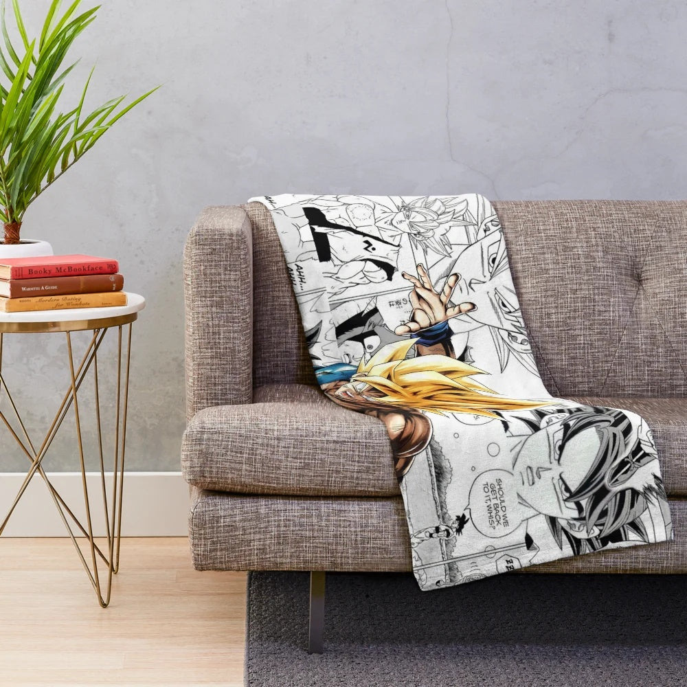 Goku plush blanket with Dragonball Z characters