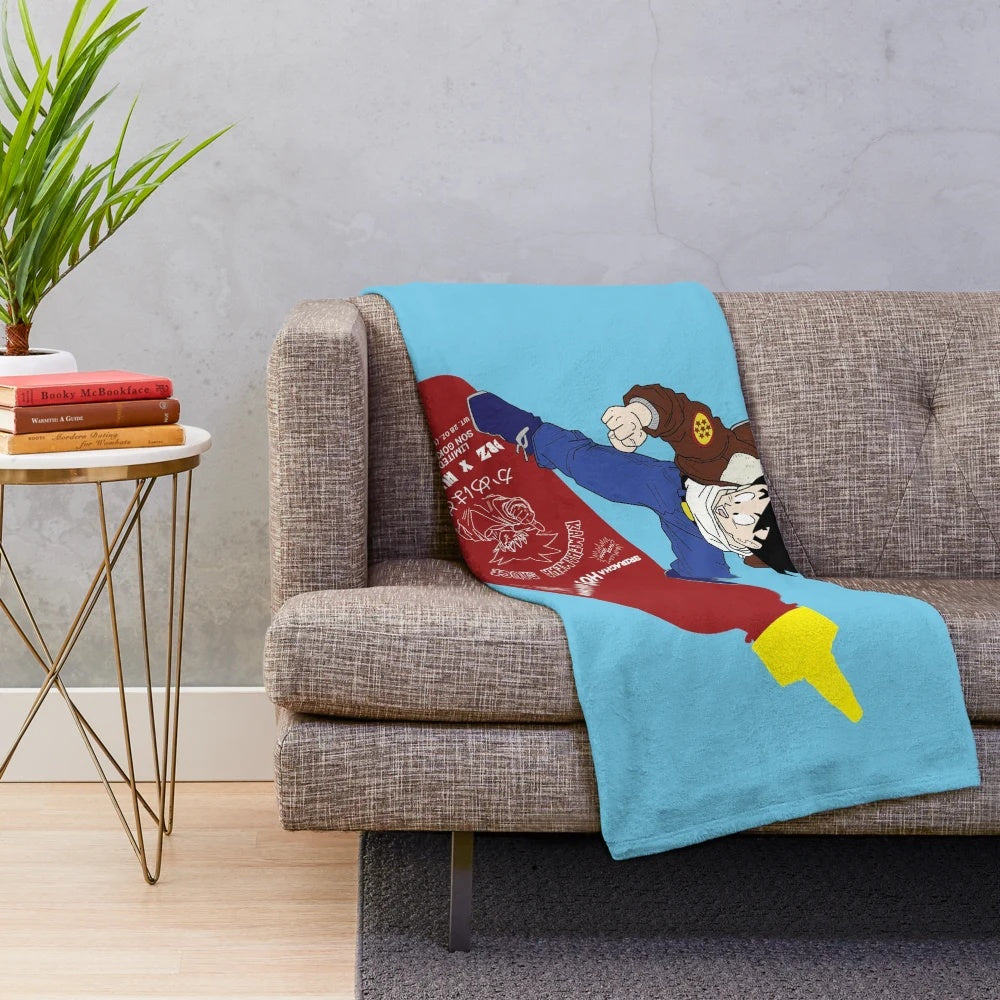 Goku on Flying Sriracha Plush Blanket