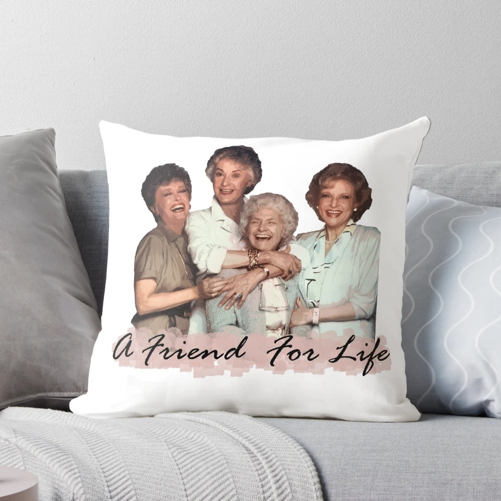 Golden Girls-themed plush pillow featuring the beloved characters of the classic 1980s sitcom