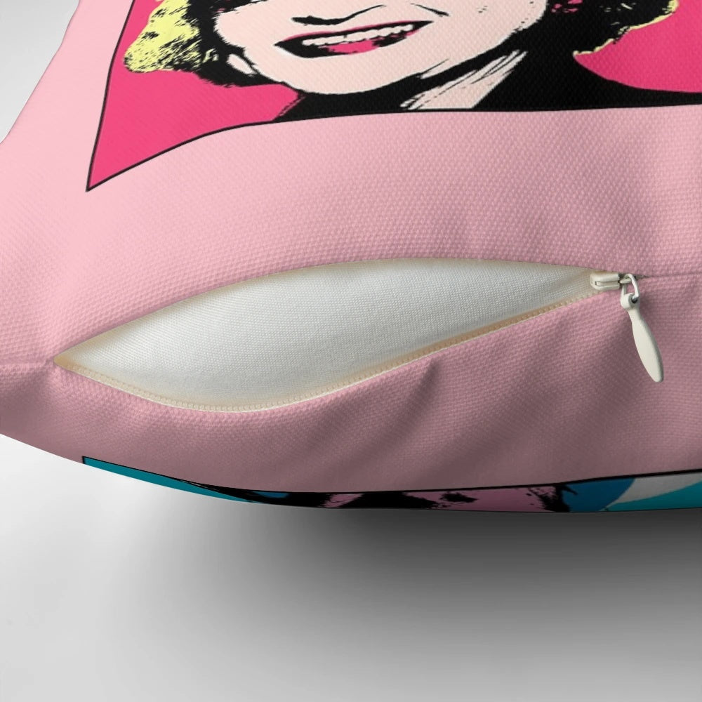 "Golden Girls Retro Throw Pillow featuring the iconic cast of the 80s TV sitcom"