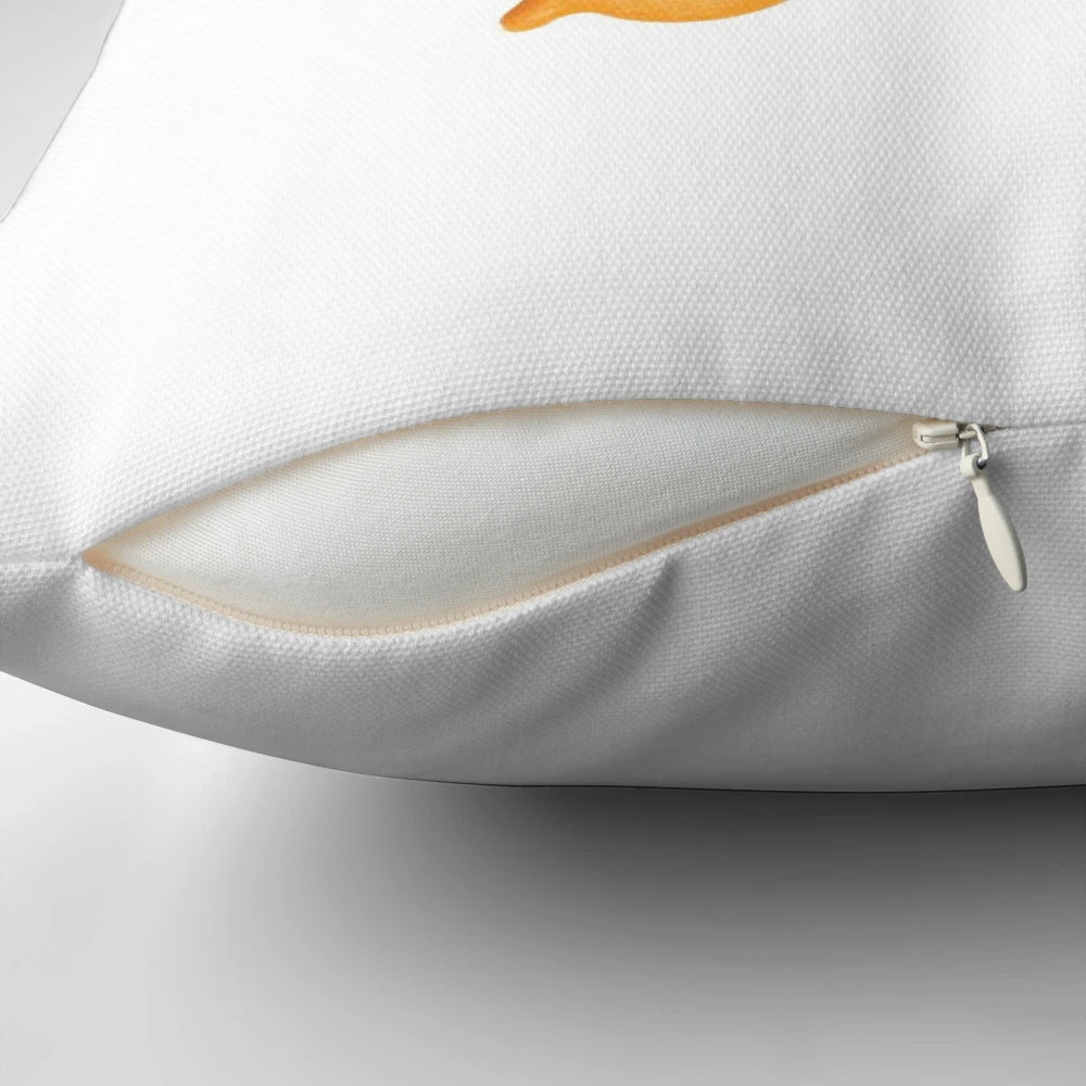 Goldfish-themed decorative pillow with scattered fish design