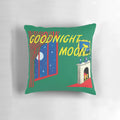 Soft, plush pillow featuring the iconic "Goodnight Moon" book cover design