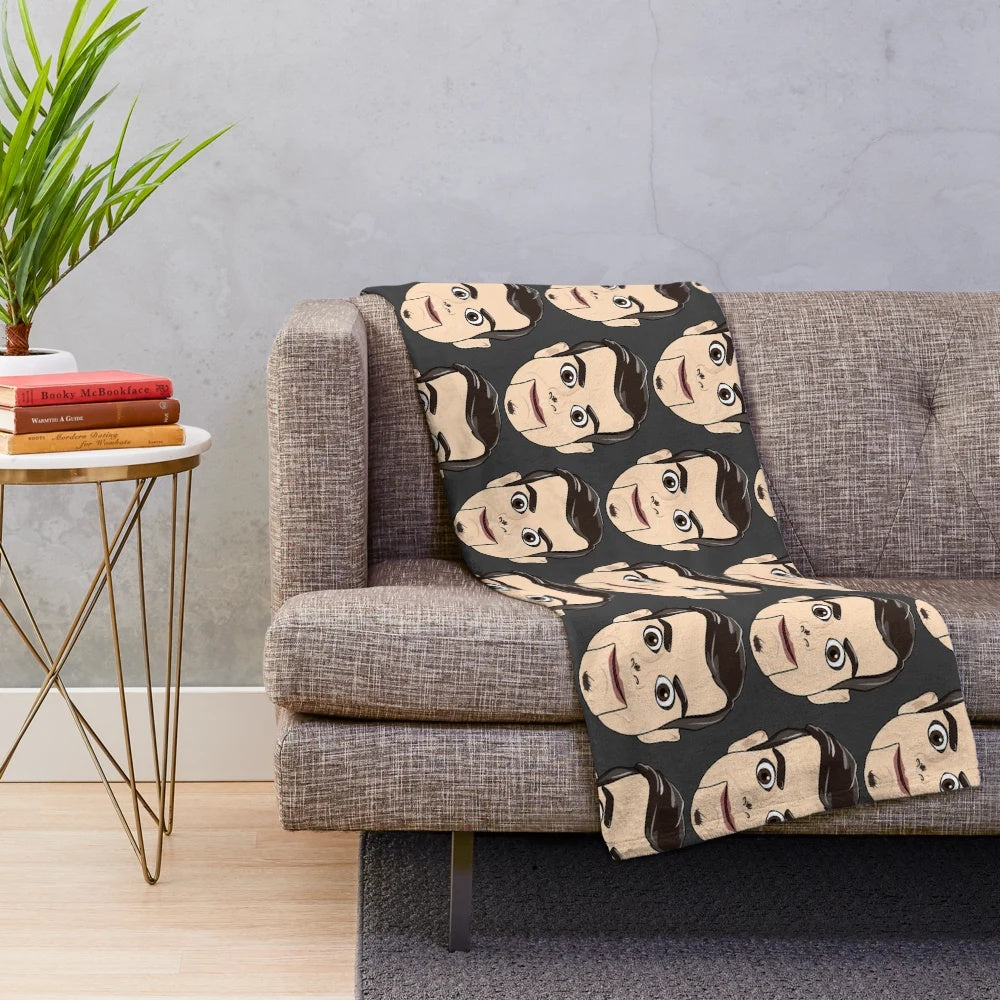 Goosebumps Slappy inspired plush blanket featuring horror movie imagery